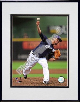 Yovanni Gallardo "2009 Pitching Action Throwing" Double Matted 8” x 10” Photograph in Black Anodized Alumi