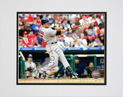 Carlos Beltran "2009 Batting Action Road Jersey Horizontal" Double Matted 8” x 10” Photograph (Unframed)