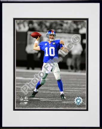 Eli Manning "2009 In the Spotlight Action" Double Matted 8” x 10” Photograph in Black Anodized Aluminum Fr