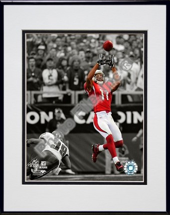 Larry Fitzgerald "2009 In the Spotlight Action" Double Matted 8” x 10” Photograph in Black Anodized Alumin