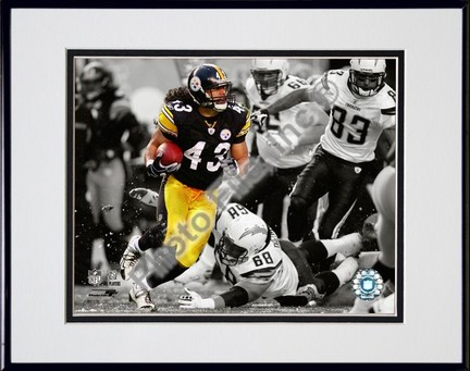 Troy Polamalu "2009 In the Spotlight Action" Double Matted 8” x 10” Photograph in Black Anodized Aluminum 