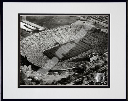 Michigan Stadium 1955 Double Matted 8” x 10” Photograph in Black Anodized Aluminum Frame