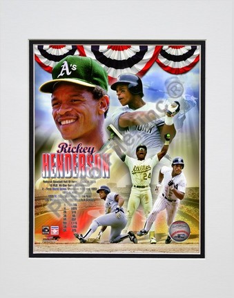 Rickey Henderson "Legends Composite" Double Matted 8” x 10” Photograph (Unframed)