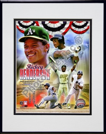 Rickey Henderson "Legends Composite" Double Matted 8” x 10” Photograph in Black Anodized Aluminum Frame