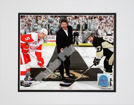 Mario Lemieux "Ceremonial Puck Drop Game Three of the 2009 NHL Stanley Cup Finals (#24)" Double Matted 8"