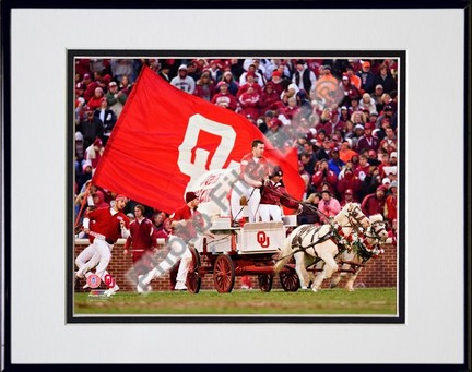 Sooner Schooner Mascot Oklahoma Sooners 2007 Double Matted 8” x 10” Photograph in Black Anodized Aluminum Frame