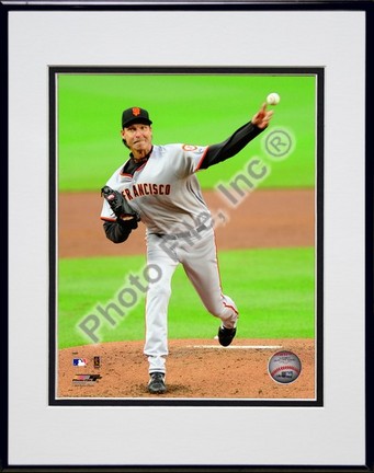 Randy Johnson "2009 Pitching Action" Double Matted 8” x 10” Photograph in Black Anodized Aluminum Frame