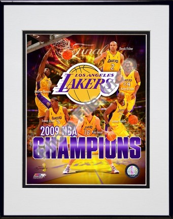 Los Angeles Lakers "2008 - 2009 NBA Finals Champions" Double Matted 8" x 10" Photograph in Black Ano