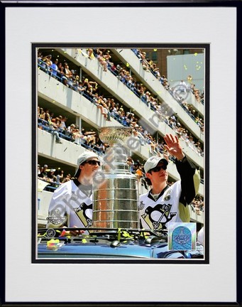 Marc-Andre Fleury and Sidney Crosby "2009 Stanley Cup Champions Victory Parade #60" Double Matted 8” x 10”