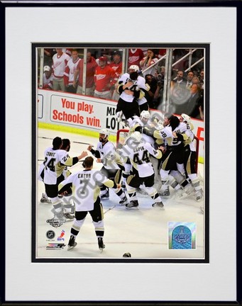 Pittsburgh Penguins "Celebration Game 7 of the 2008 - 2009 NHL Stanley Cup Finals Action (#45)" Double Matted 