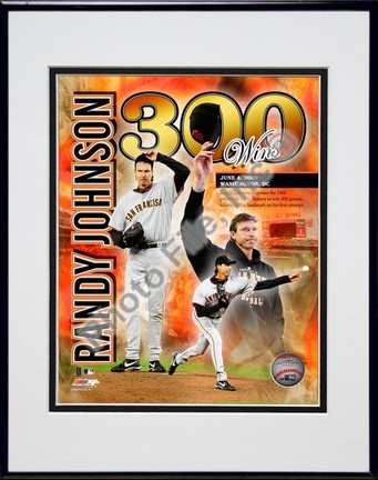 Randy Johnson "300th Win Portrait Plus 2009" Double Matted 8” x 10” Photograph in Black Anodized Aluminum 