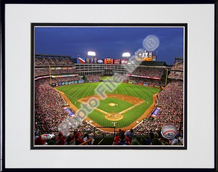 Rangers Ballpark in Arlington 2009 Double Matted 8â€ x 10â€ Photograph in Black Anodized Aluminum Frame