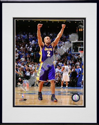 Derek Fisher "2009 NBA Finals / Game 4 (#16)" Double Matted 8" x 10" Photograph in Black Anodized Al