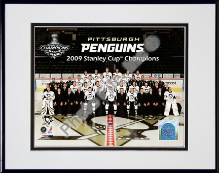 Pittsburgh Penguins "2008-2009 Team Photo #55" Double Matted 8” x 10” Photograph in Black Anodized Aluminu