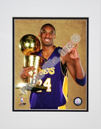 Kobe Bryant "Game Five of the 2009 NBA Finals with Championship Trophy (#30)" Double Matted 8" x 10"