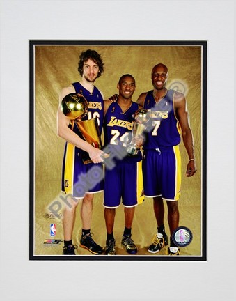 Pau Gasol, Kobe Bryant, and Lamar Odom "Game Five of the 2009 NBA Finals with Championship Trophy (#31)" Doubl