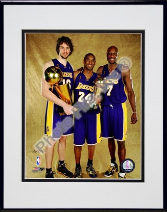 Pau Gasol, Kobe Bryant, and Lamar Odom "Game Five of the 2009 NBA Finals with Championship Trophy (#31)" Doubl
