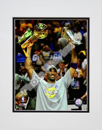 Kobe Bryant "Game Five of the 2009 NBA Finals with MVP and Championship Trophies (#25)" Double Matted 8" 