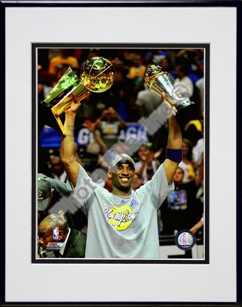 Kobe Bryant "Game Five of the 2009 NBA Finals with MVP and Championship Trophies (#25)" Double Matted 8" 