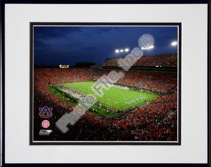 Jordan Hare Stadium Auburn Tigers 2008 Double Matted 8” x 10” Photograph in Black Anodized Aluminum Frame