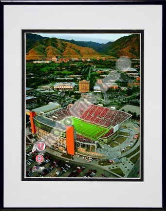 Rice-Eccles Stadium Utah Utes 2008 Double Matted 8” x 10” Photograph in Black Anodized Aluminum Frame