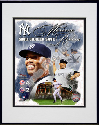 Mariano Rivera "500th Save Portrait Plus" Double Matted 8” x 10” Photograph in Black Anodized Aluminum Fra
