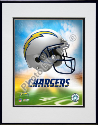 2009 San Diego Chargers logo Double Matted 8” x 10” Photograph in Black Anodized Aluminum Frame