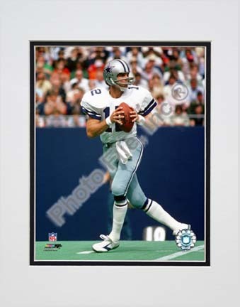 Roger Staubach "Drop Back" Action Double Matted 8” x 10” Photograph (Unframed)