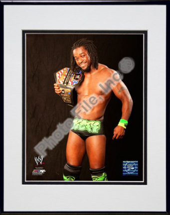 Kofi Kingston #571 Double Matted 8” x 10” Photograph in Black Anodized Aluminum Frame