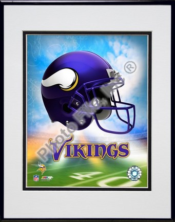 2009 Minnesota Vikings Team Logo Double Matted 8” x 10” Photograph in Black Anodized Aluminum Frame