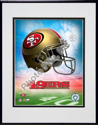 2009 San Francisco 49ers Team Logo Double Matted 8” x 10” Photograph in Black Anodized Aluminum Frame