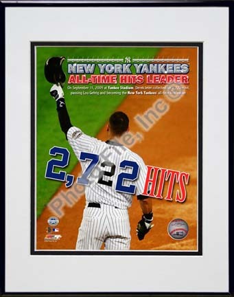 Derek Jeter 2,722 Hits / Overlay #2 "Salutes Fans" Double Matted 8” x 10” Photograph in Black Anodized Alu