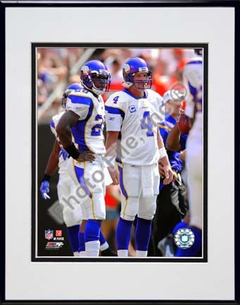 Brett Favre and Adrian Peterson 2009 Double Matted 8” x 10” Photograph in Black Anodized Aluminum Frame