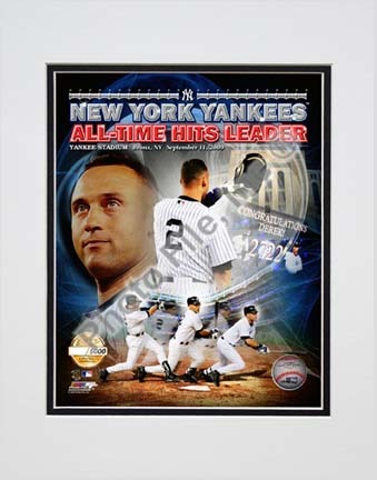 Derek Jeter "All-Time Yankee Hit Leader PF Gold Limited Edition" Double Matted 8” x 10” Photograph (Unfram