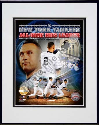 Derek Jeter "All-Time Yankee Hit Leader PF Gold Limited Edition" Double Matted 8” x 10” Photograph in Blac