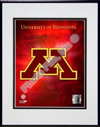 University of Minnesota Golden Gophers "Team Logo" Double Matted 8” x 10” Photograph in Black Anodized Alu