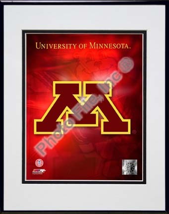 University of Minnesota Golden Gophers "Team Logo" Double Matted 8â€ x 10â€ Photograph in Black Anodized Alu