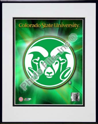 Colorado State Rams Team Logo Double Matted 8” x 10” Photograph in Black Anodized Aluminum Frame