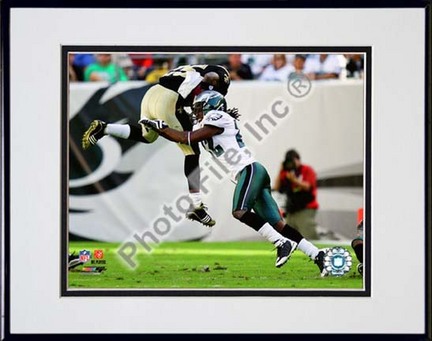 Asante Samuel "2009 Action vs. New Orleans Saints" Double Matted 8” x 10” Photograph in Black Anodized Alu