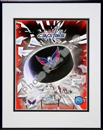 Washington Capitals 2009 - 2010 "Team Logo" Double Matted 8” x 10” Photograph in Black Anodized Aluminum F
