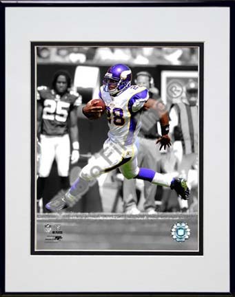 Adrian Peterson 2009 Spotlight Collection Double Matted 8” x 10” Photograph in Black Anodized Aluminum Frame