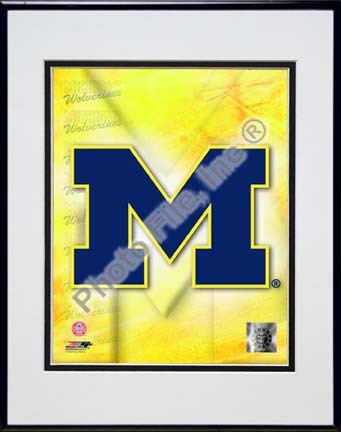 University of Michigan Wolverines 2009 "Team Logo" Double Matted 8â€ x 10â€ Photograph in Black Anodized Alu