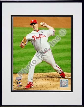 Cliff Lee Game 1 of the 2009 World Series Action (#3) Double Matted 8” x 10” Photograph in Black Anodized Aluminum F