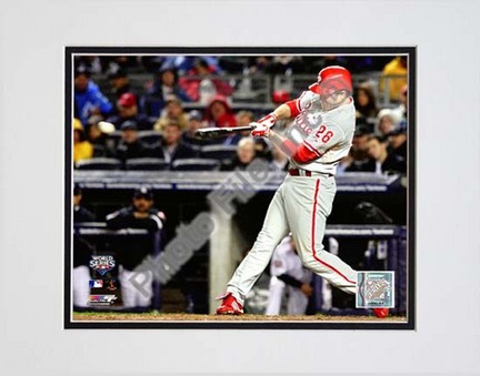 Chase Utley 6th Inning Home Run Game 1 of the 2009 World Series Action (#4) Double Matted 8” x 10” Photograph (Unfra