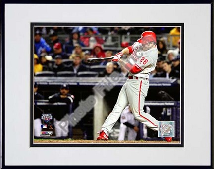 Chase Utley 6th Inning Home Run Game 1 of the 2009 World Series Action (#4) Double Matted 8” x 10” Photograph in Bla