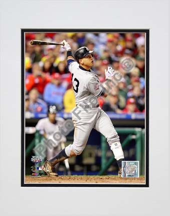 Alex Rodriguez Game Three of the 2009 MLB World Series 2 Run Home Run (#10) Double Matted 8” x 10” Photograph (Unfra