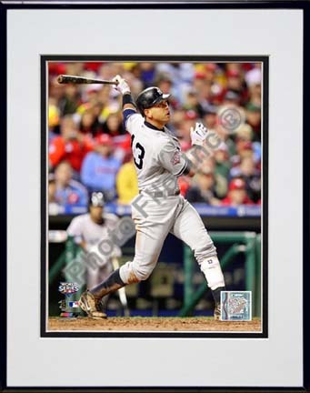 Alex Rodriguez Game Three of the 2009 MLB World Series 2 Run Home Run (#10) Double Matted 8” x 10” Photograph in Bla