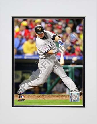 Nick Swisher Game Three of the 2009 MLB World Series 2 Run Home Run (#11) Double Matted 8” x 10” Photograph (Unframe