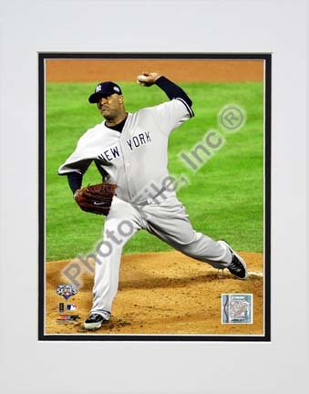 C.C. Sabathia Game Four of the 2009 MLB World Series Action (#13) Double Matted 8” x 10” Photograph (Unframed)