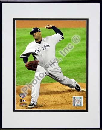 C.C. Sabathia Game Four of the 2009 MLB World Series Action (#13) Double Matted 8” x 10” Photograph in Black Anodize